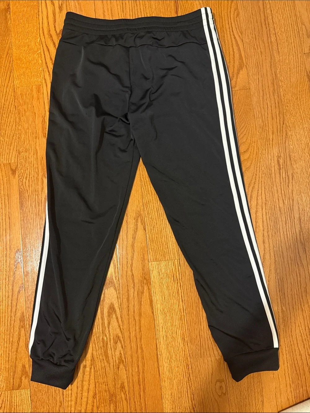 Adidas Mens Black Joggers with White Side Stripes